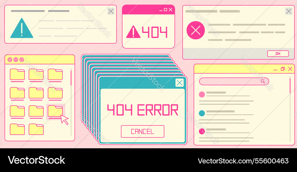 Retro software windows set isolated on background Retro software windows set isolated on background Vector Image