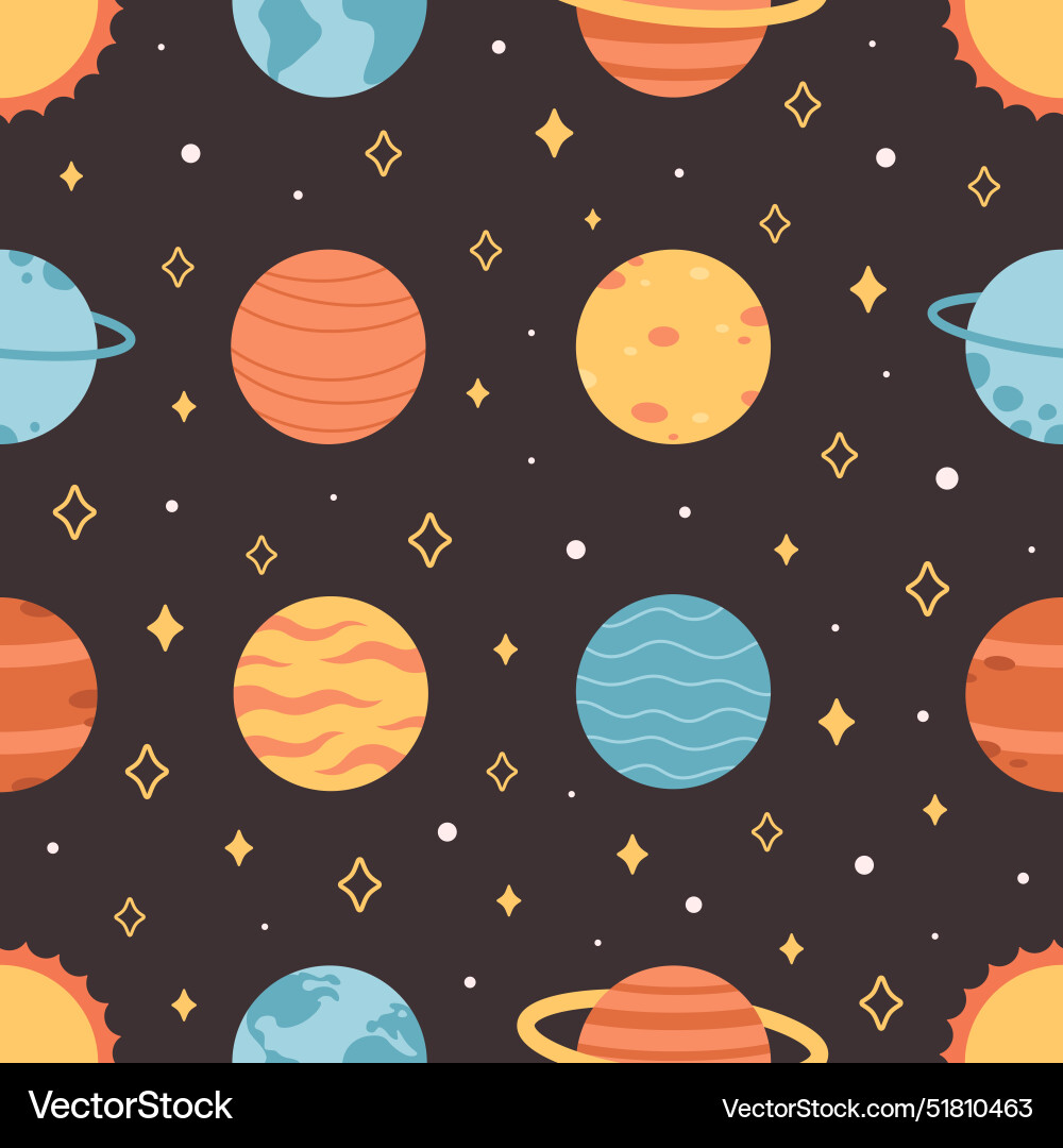 Seamless pattern with planets space and stars Seamless pattern with planets space and stars vector image
