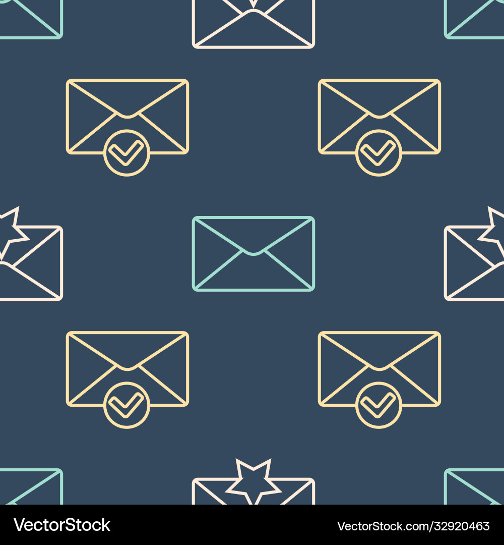 Set line envelope with star and check Set line envelope with star and check vector image