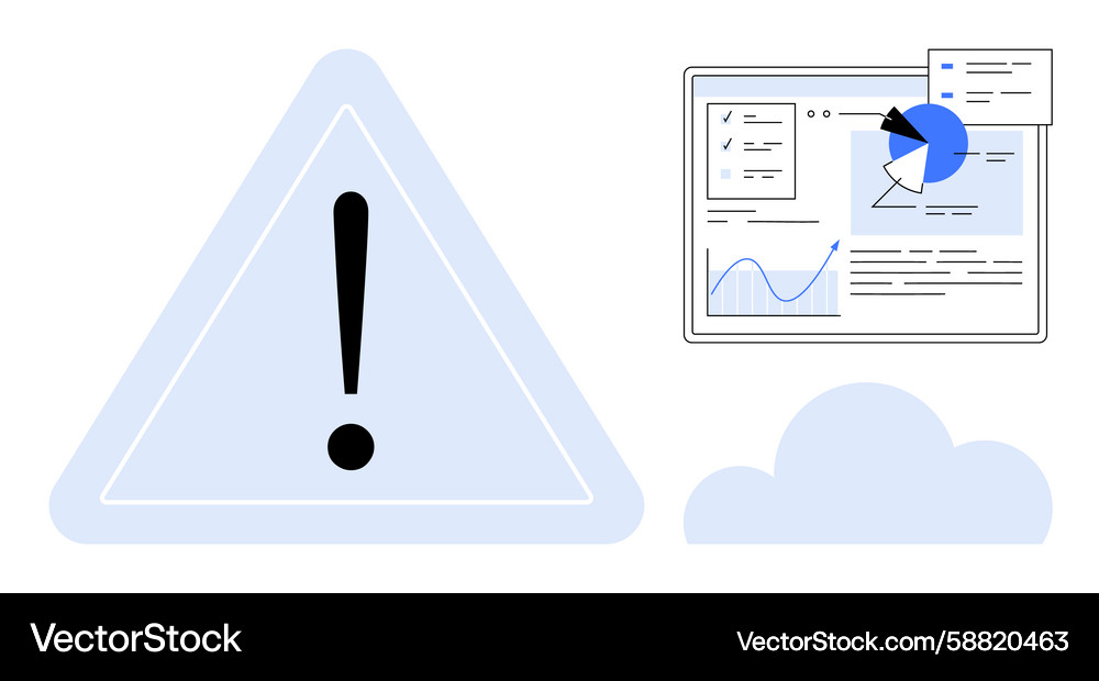 Warning alert triangle with data analytics display Warning alert triangle with data analytics display Vector Image