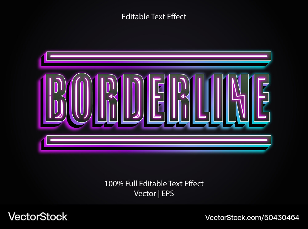 Borderline editable text effect 3 dimension Vector Image