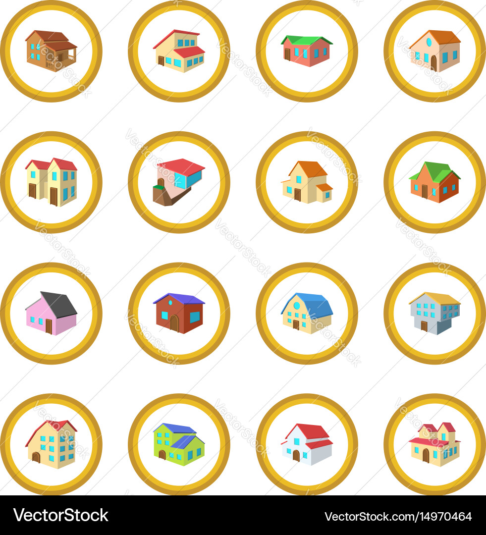 Cartoon Houses Icon Set Vector Image