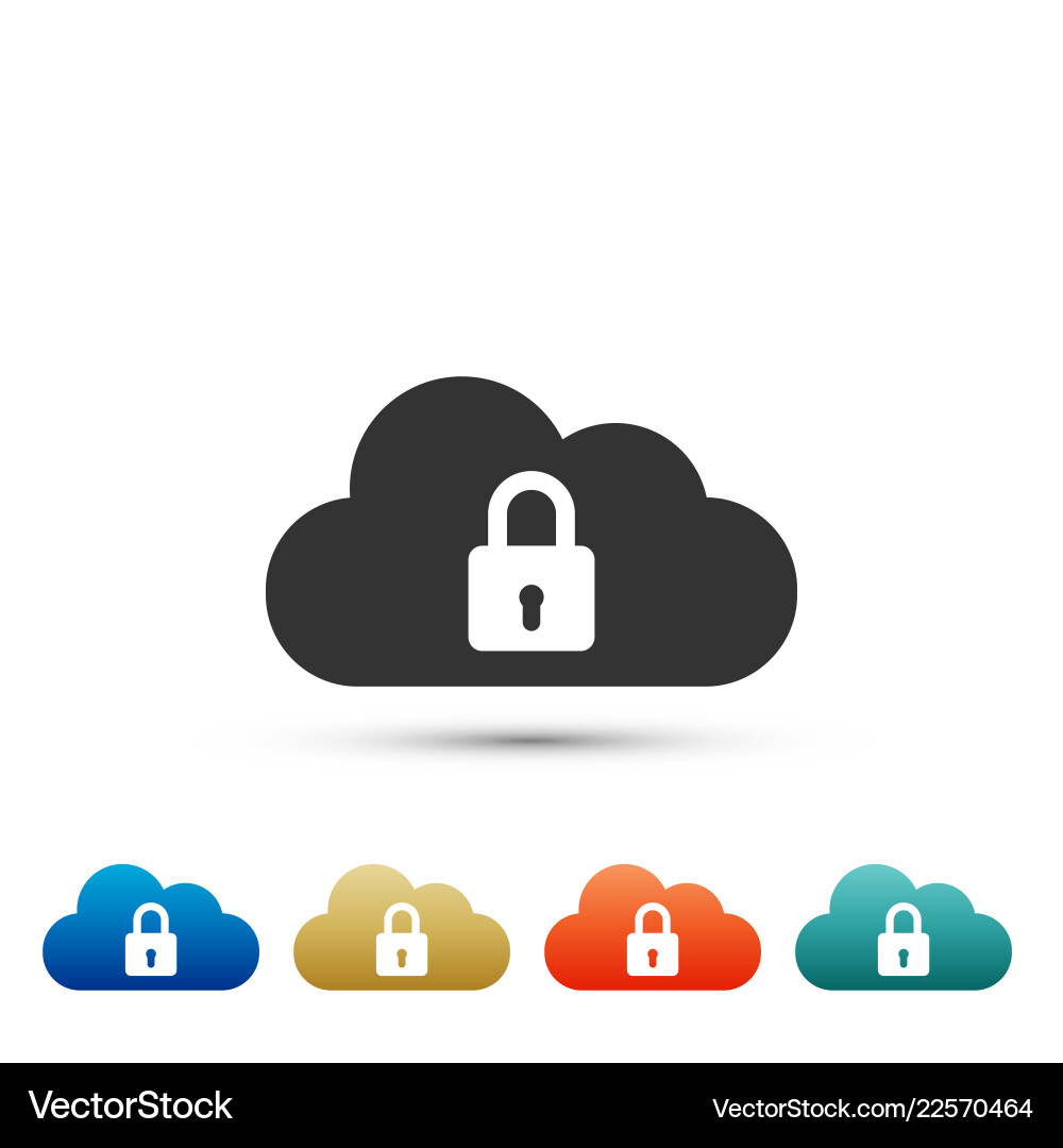 Cloud computing lock icon on white background Cloud computing lock icon on white background vector image
