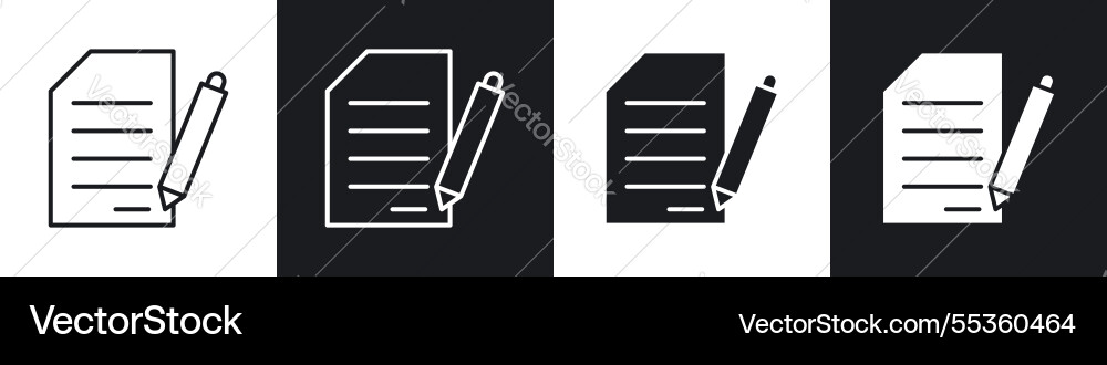 Document signed icons collection in black Vector Image