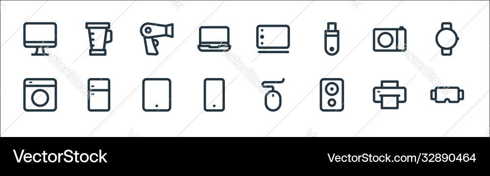 Electronic and device line icons linear set Electronic and device line icons linear set Vector Image