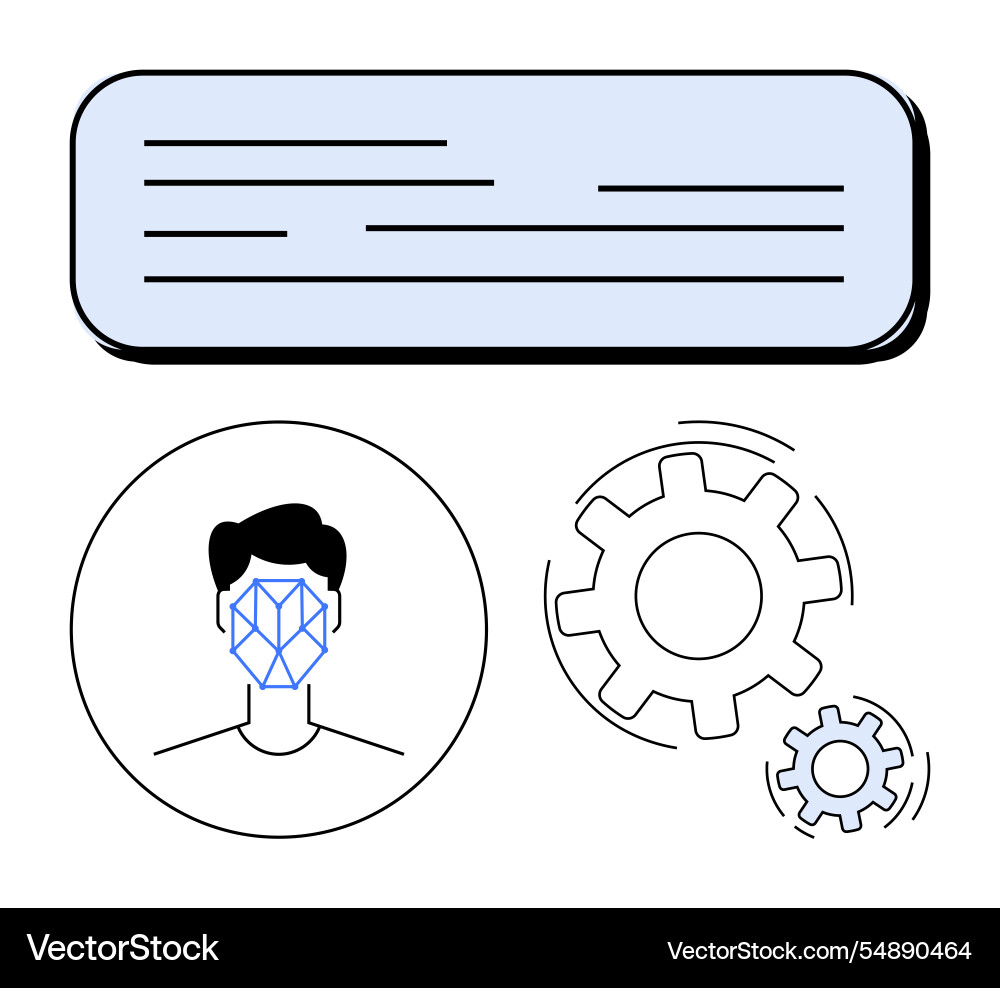 Facial recognition technology with algorithms Facial recognition technology with algorithms vector image