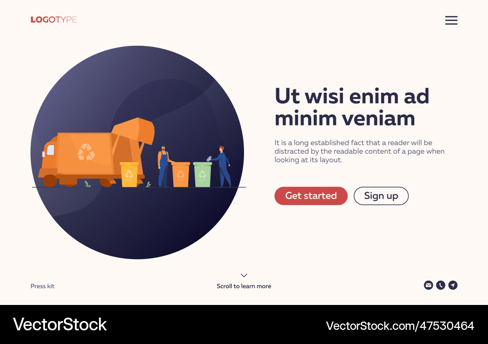 Garbage collector cleaning waste bin flat Vector Image