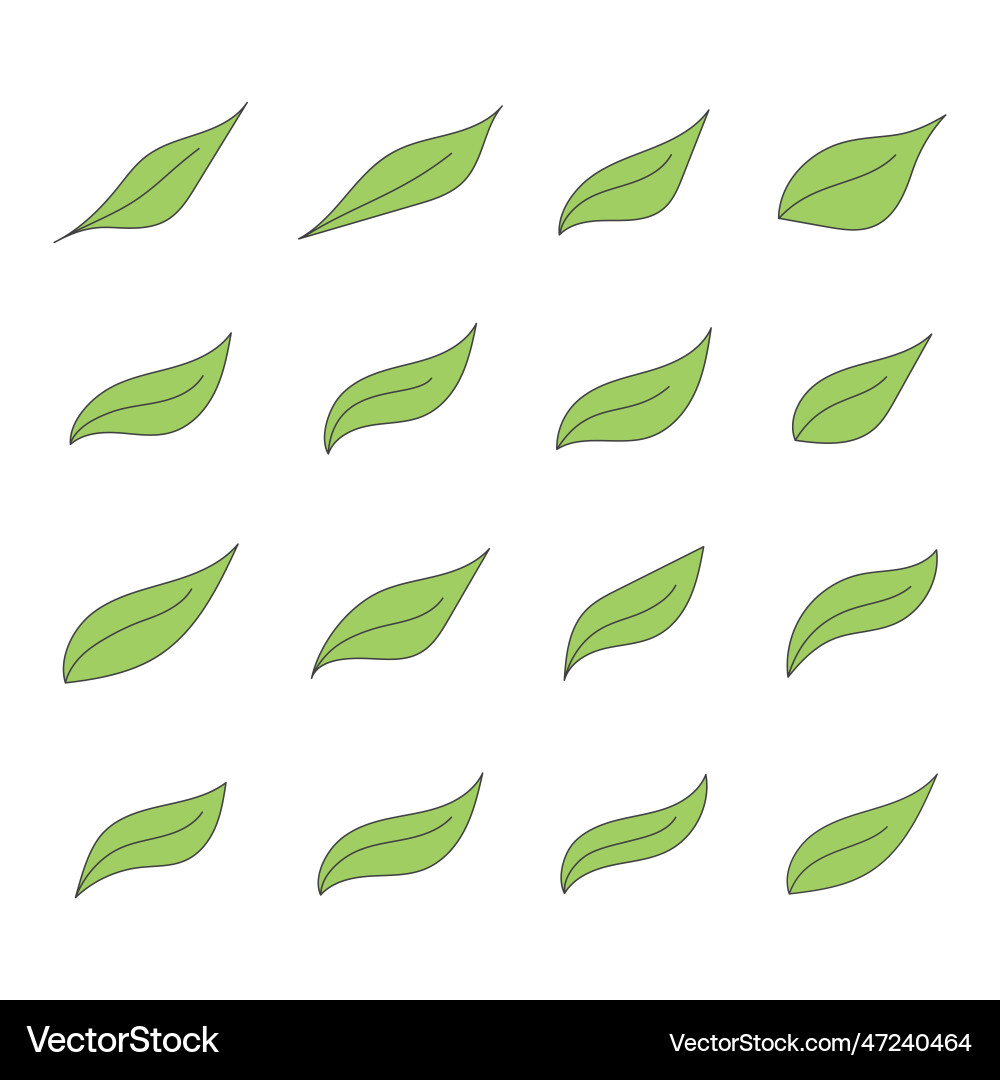 Green leaves set icon isolated Green leaves set icon isolated Vector Image