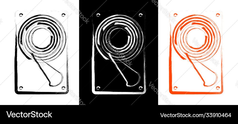 Hard disk with internal device and mechanisms Hard disk with internal device and mechanisms vector image