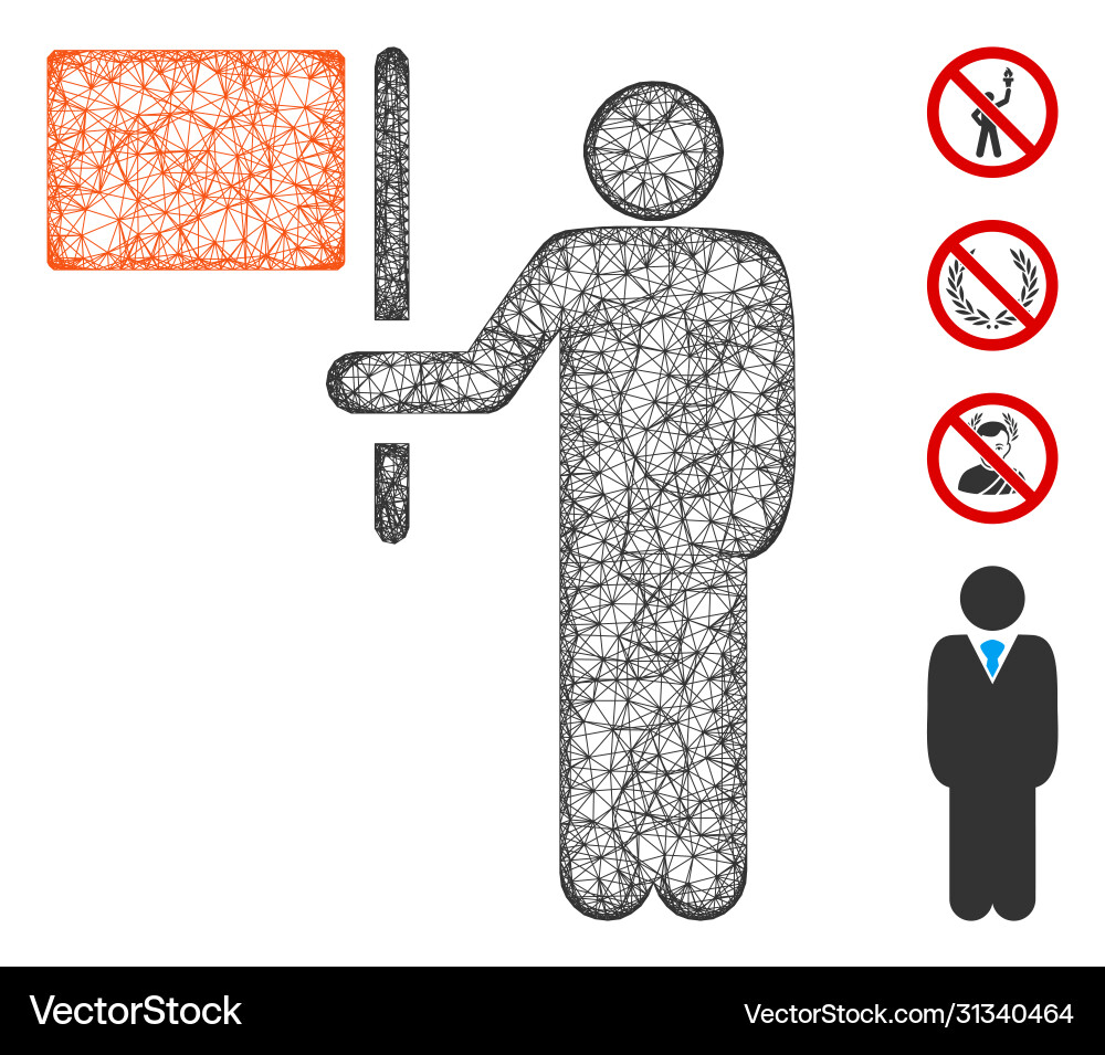 Leader with flag web mesh Vector Image