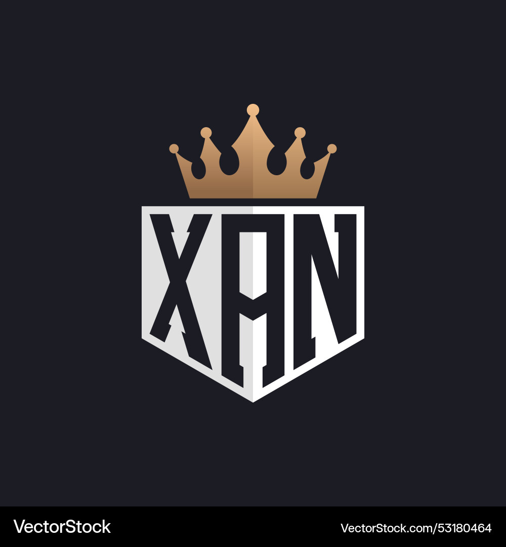 Luxury xan logo with crown elegant initials xan Vector Image