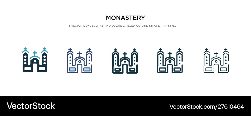 Monastery icon in different style two colored Monastery icon in different style two colored vector image