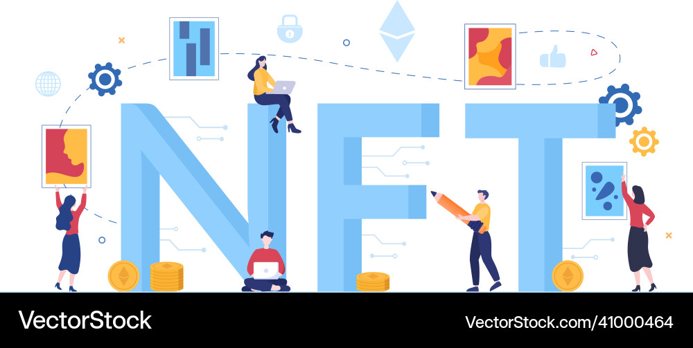 Nft non fungible token crypto art of converting Nft non fungible token crypto art of converting vector image