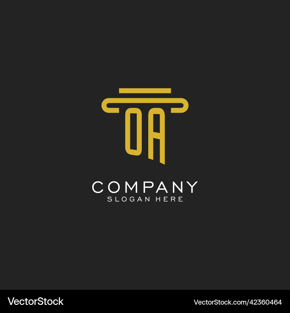 Oa initial logo with simple pillar style design Oa initial logo with simple pillar style design Vector Image