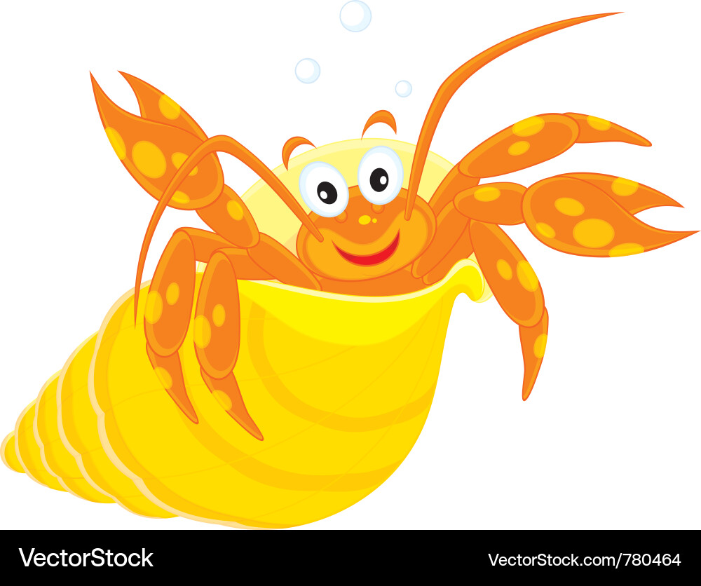 Orange Crawfish in einer Muschel Vektorbild