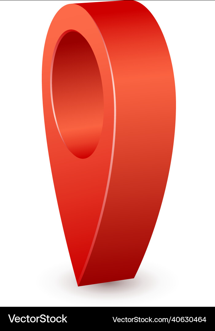 Red geo tag side view realistic map vector image
