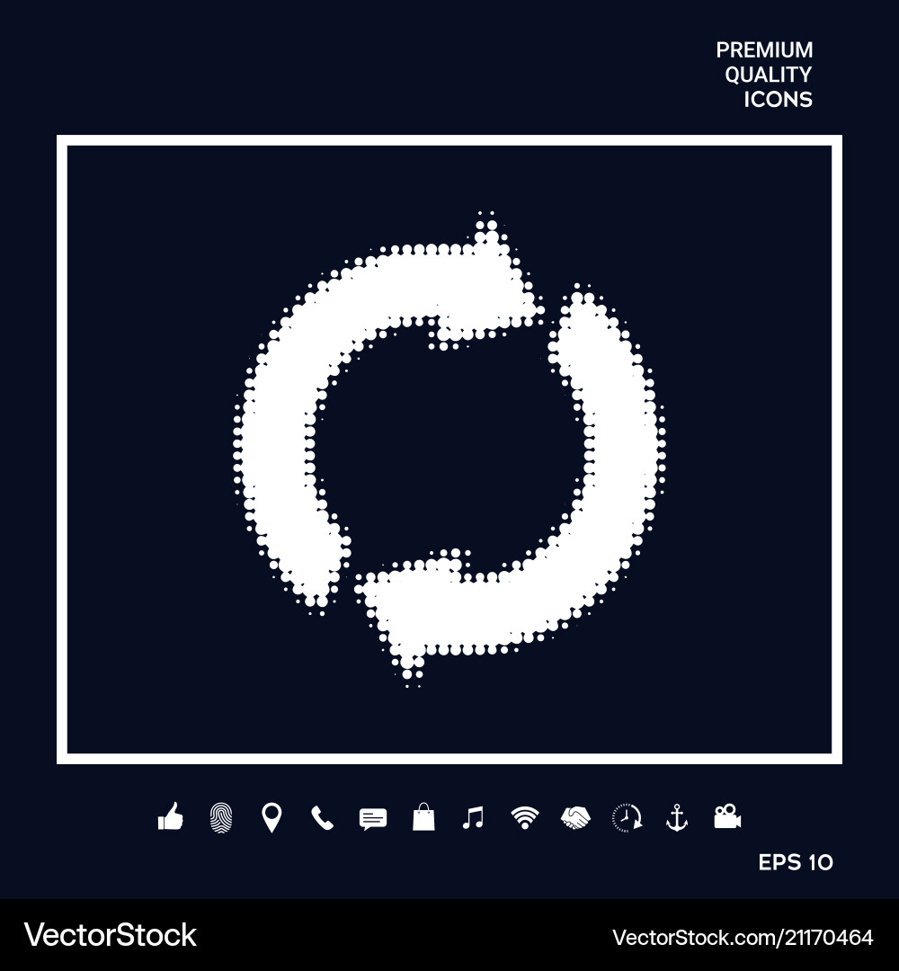 Reset button reload arrows - halftone logo Vector Image