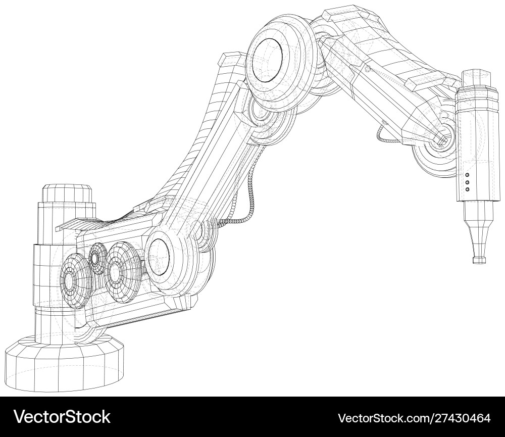 Robot Arm Wireframe vector image