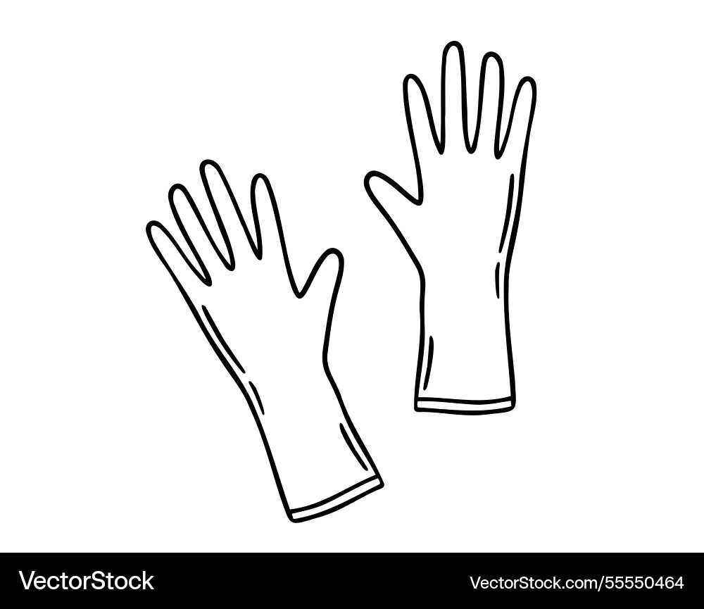 Rubber gloves for cleaning doodle hand drawn icon Rubber gloves for cleaning doodle hand drawn icon vector image