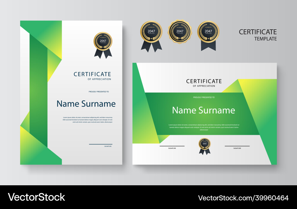 Set certificate template with dynamic Set certificate template with dynamic vector image