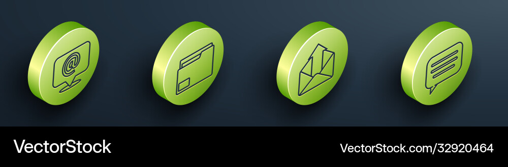 Set isometric mail and e-mail on speech bubble Set isometric mail and e-mail on speech bubble vector image
