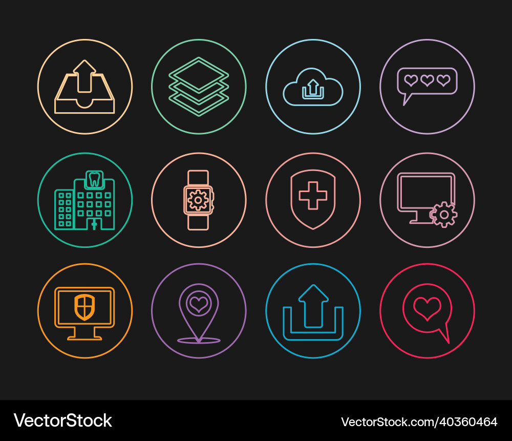 Set line heart in speech bubble computer monitor Set line heart in speech bubble computer monitor vector image