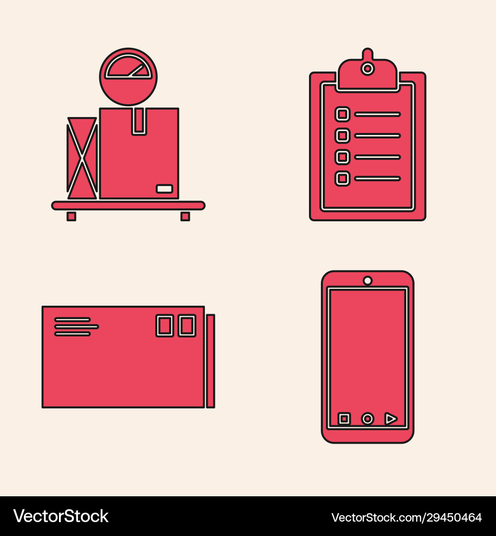 Set mobile phone with app delivery tracking scale Vector Image
