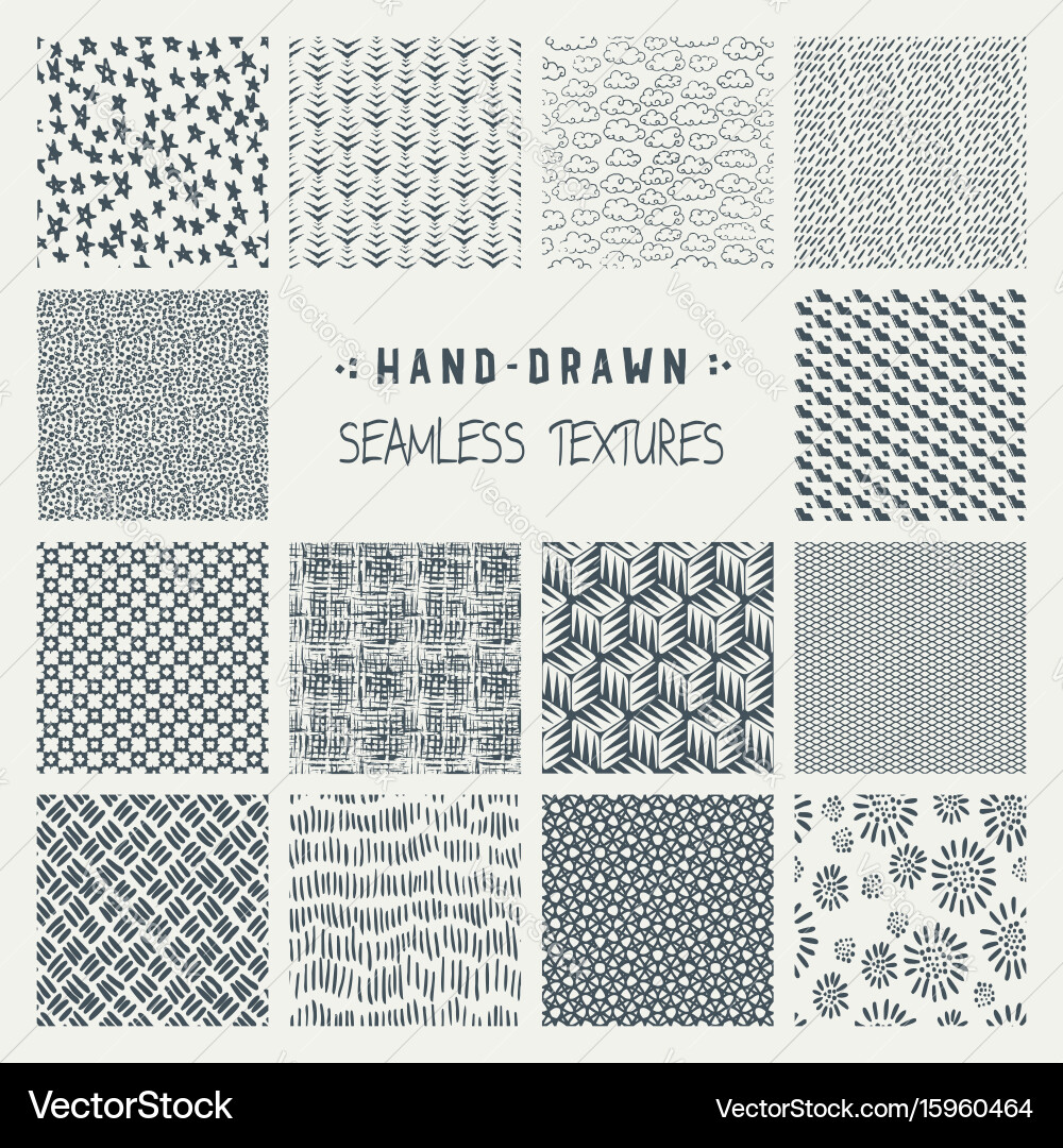 Set of hand drawn marker and ink patterns vector image
