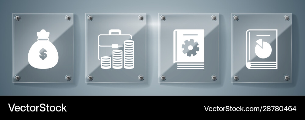 Set user manual briefcase and coin Vector Image
