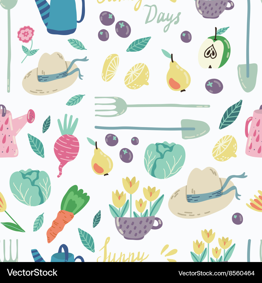 Spring garden seamless pattern vector image