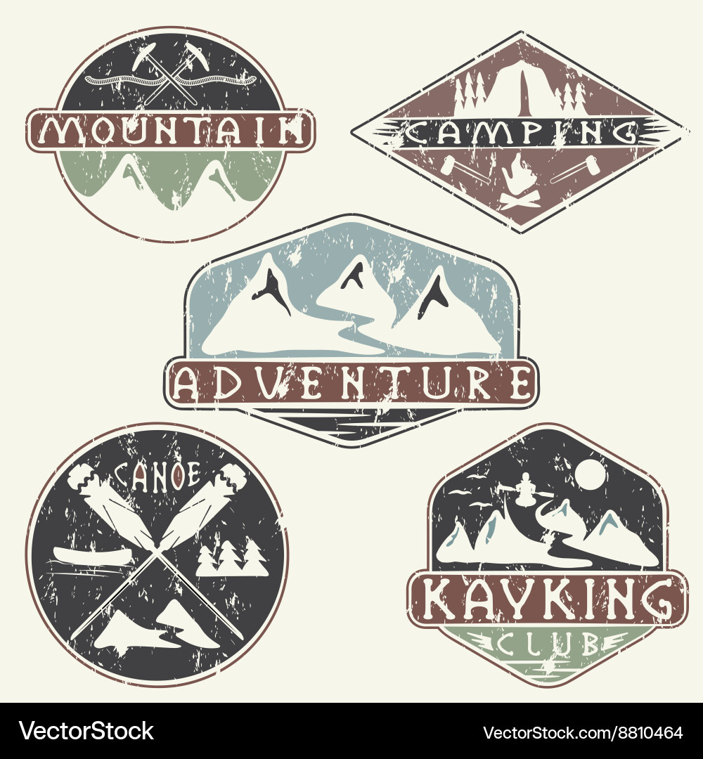 Vintage Adventure & Outdoor Labels Royalty Free Vector
