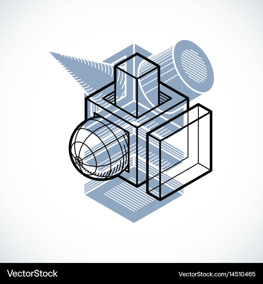 Abstract isometric dimensional shape made using vector image