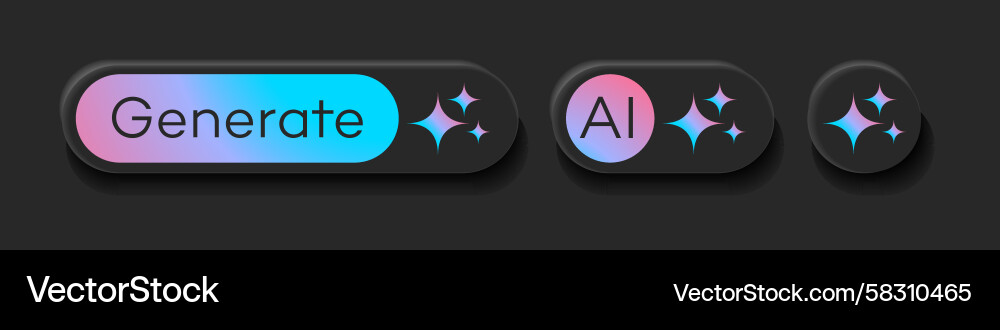 AI Button Set - Neumorphic Style Vector Image