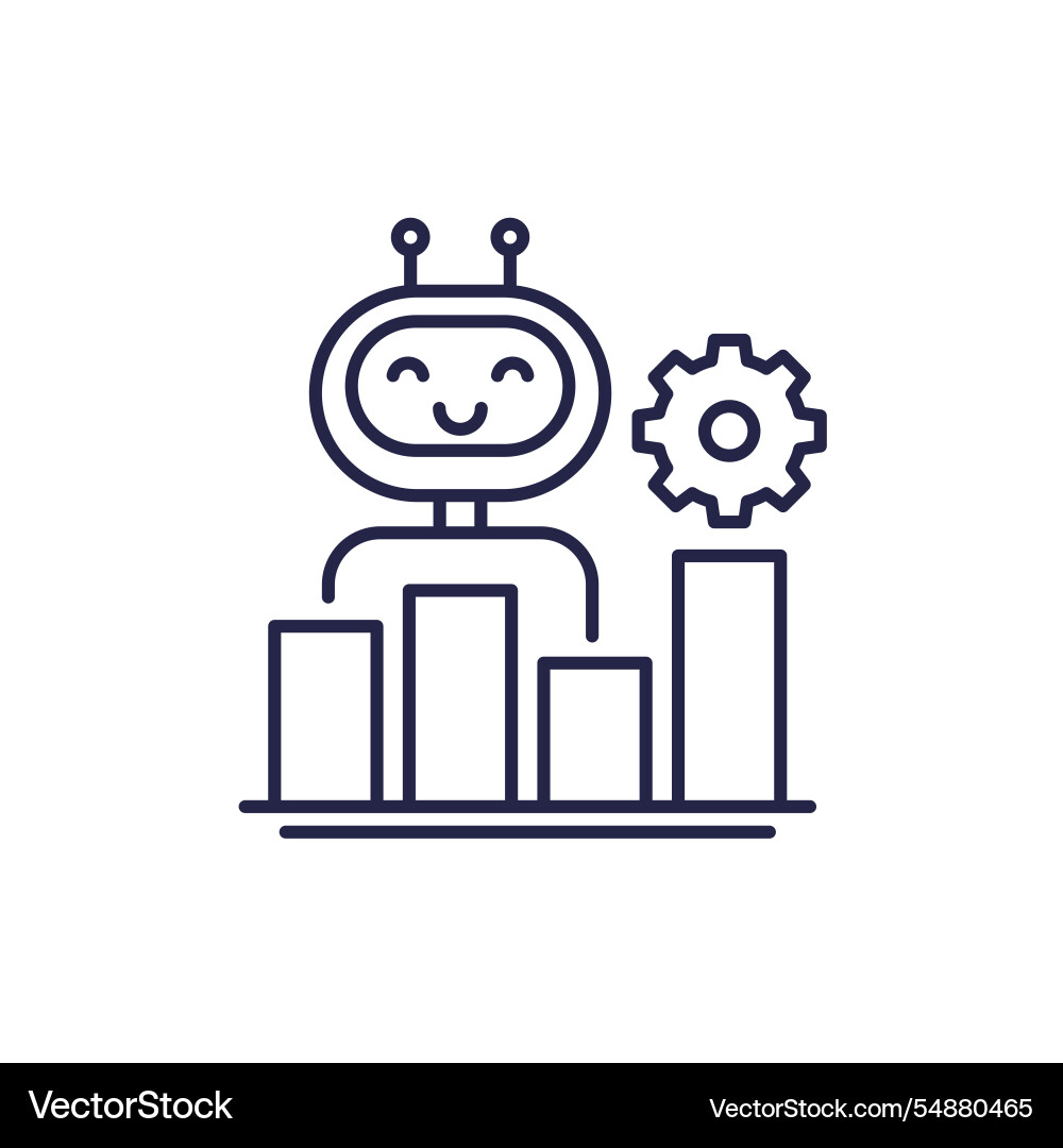 Ai for data analysis line icon Ai for data analysis line icon vector image