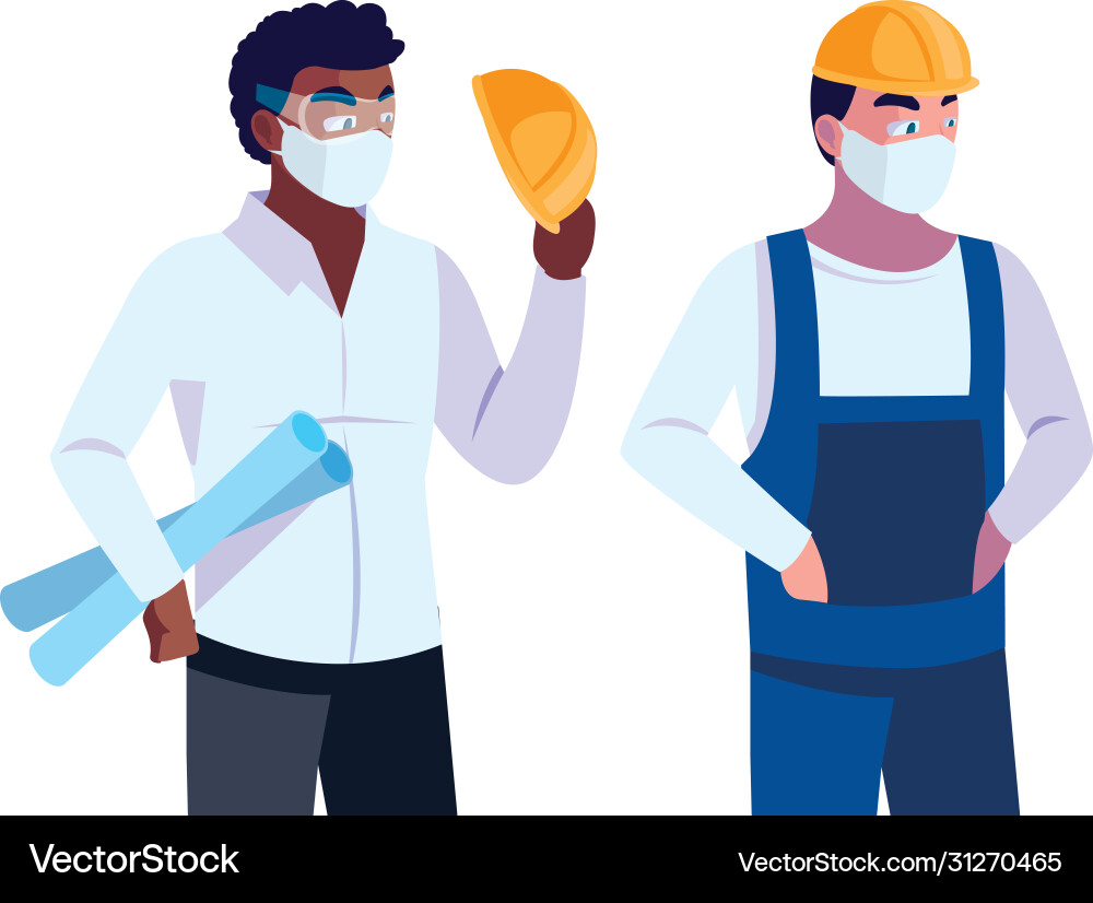 Architect and operator with mask Architect and operator with mask Vector Image