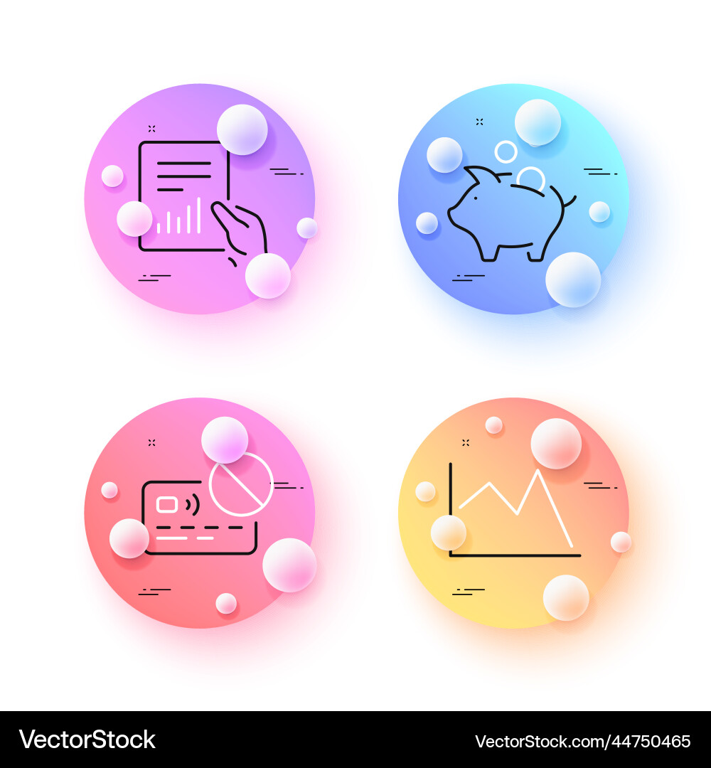 Card document and piggy bank minimal line icons Card document and piggy bank minimal line icons vector image