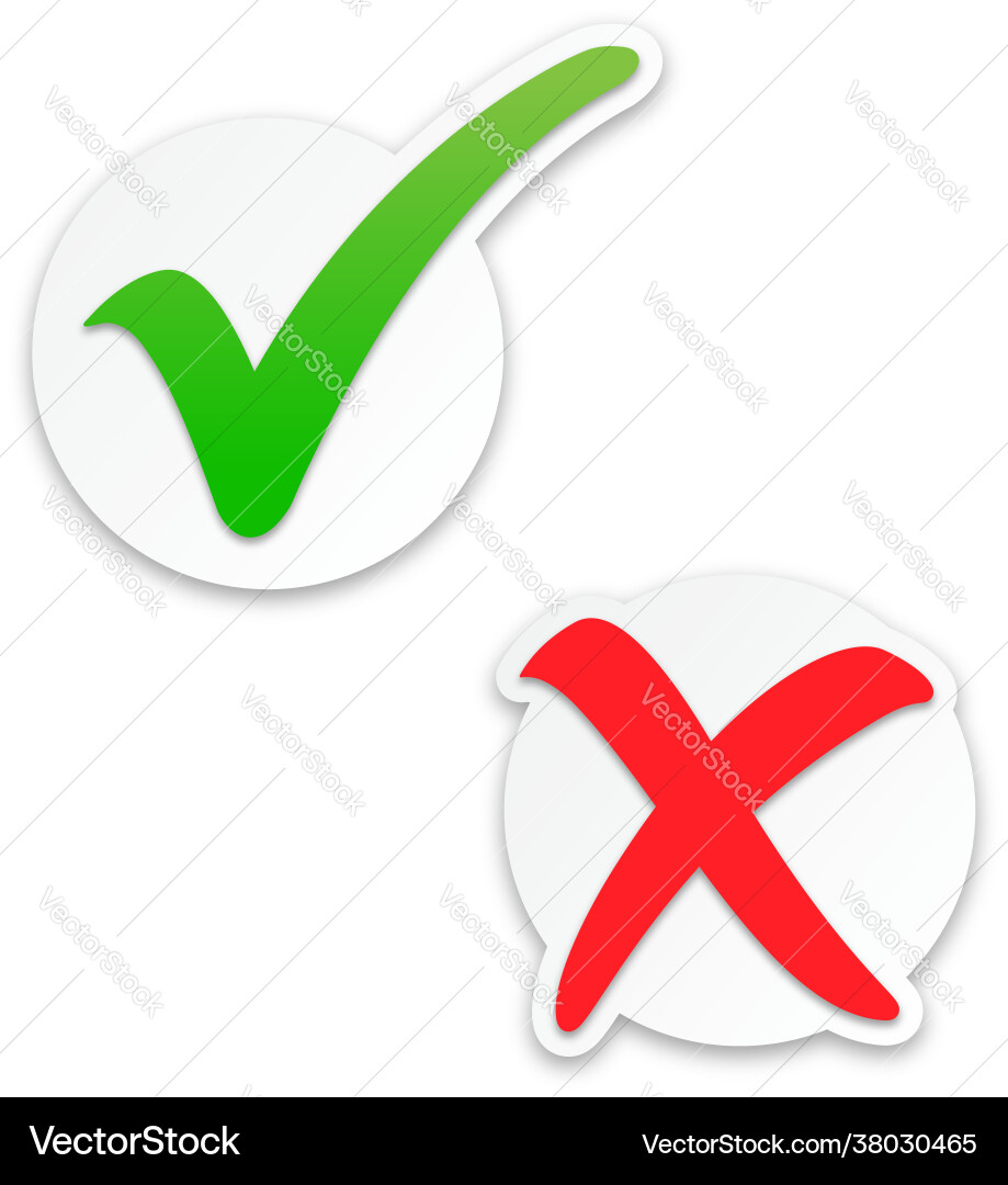 Checkmark and Crossmark in Circles vector image