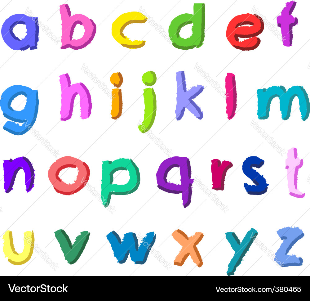 Colorful hand drawn small letters vector image