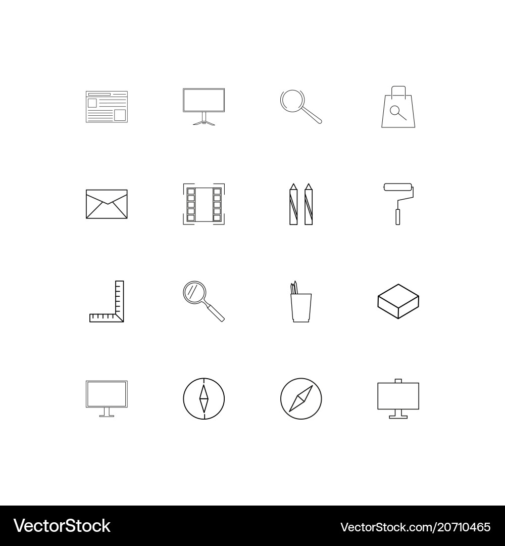 Creative process and design simple linear icons vector image