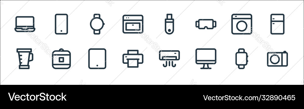 Electronic and device line icons linear set Electronic and device line icons linear set Vector Image