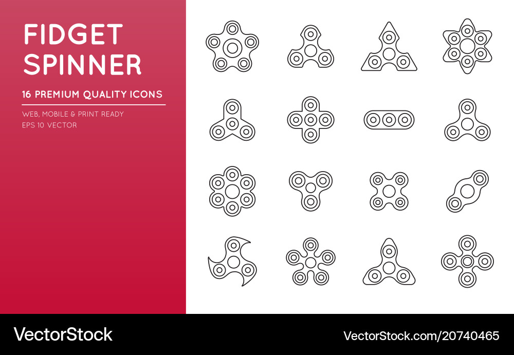 Fidget Spinner Set - Diverse Shapes vector image
