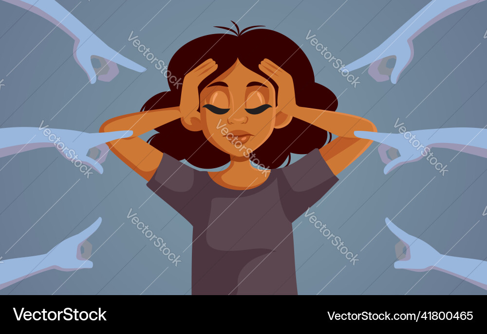 Hands pointing to a desperate woman Hands pointing to a desperate woman vector image