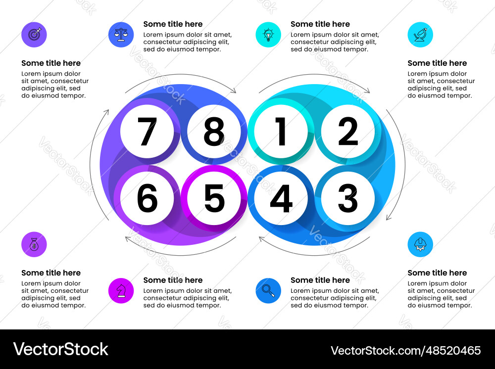 Infographic template cycle with 8 steps Infographic template cycle with 8 steps vector image