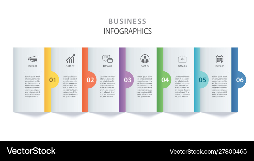 Infographics rectangle paper index with 6 data Infographics rectangle paper index with 6 data vector image