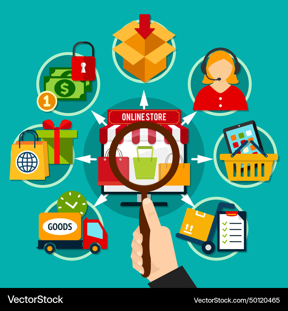 Internet store composition Internet store composition vector image