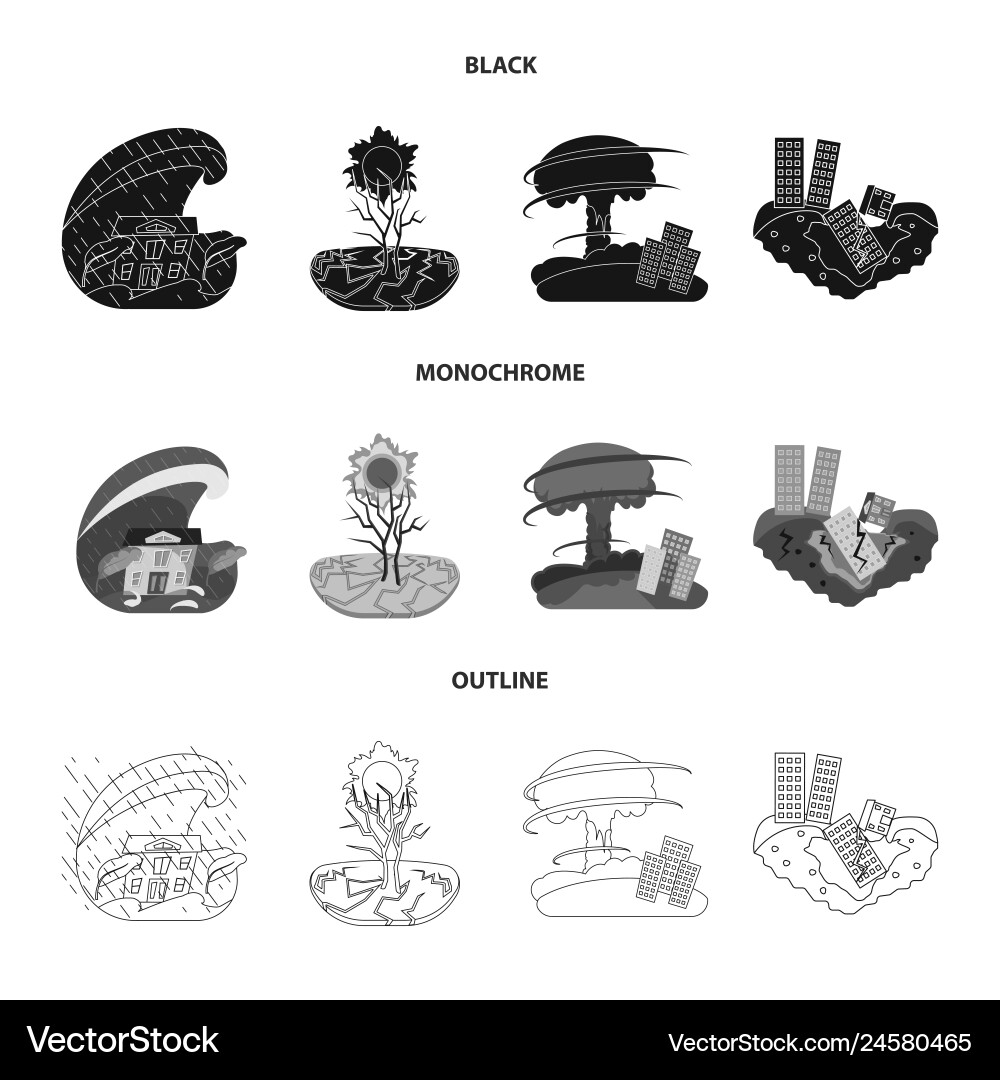 Isolated object of weather and distress icon set Isolated object of weather and distress icon set Vector Image