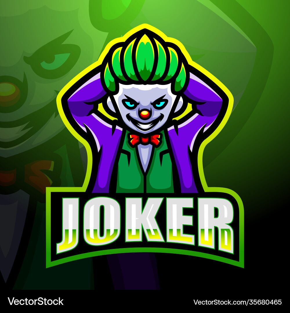 Joker mascot esport logo design Joker mascot esport logo design vektorbild