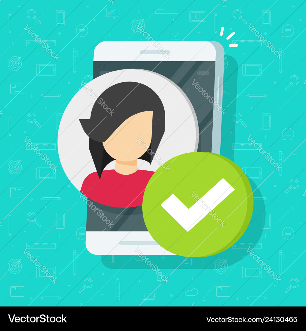 Profile with checkmark on smartphone flat Vector Image
