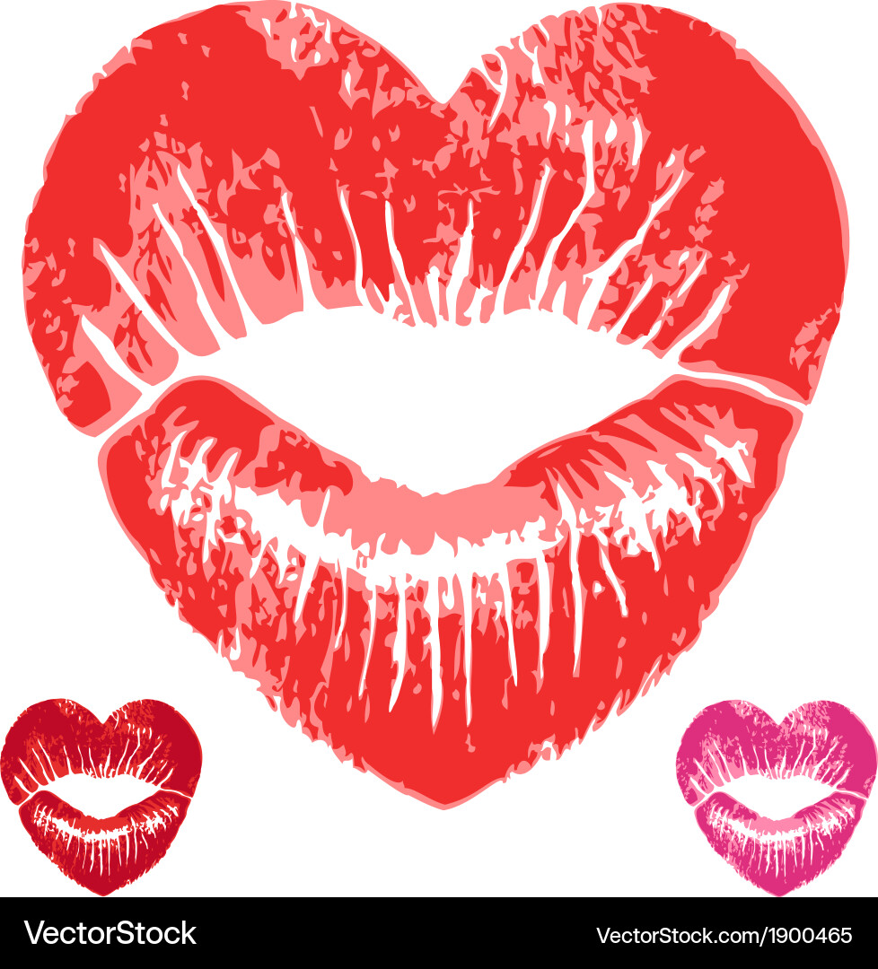 Red Lipstick Heart Lips Vector Image