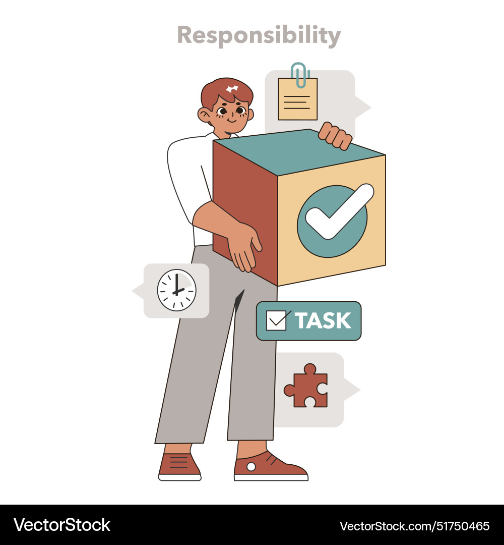 Responsibility in task delegation concept Vector Image